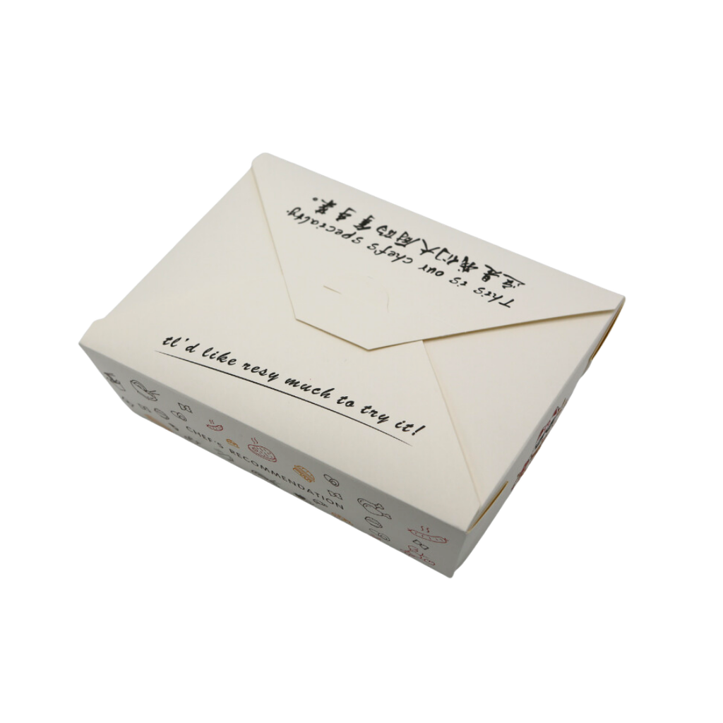 White kraft Meal Box cat logo (1300ml;13.5*12*6.35cm;200pcs)