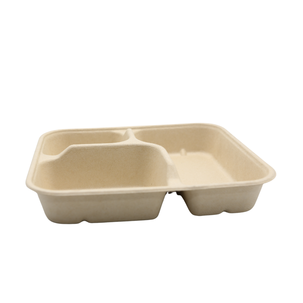 Pulp meal box vierkant 3-vaks (1000ml; 200pcs)