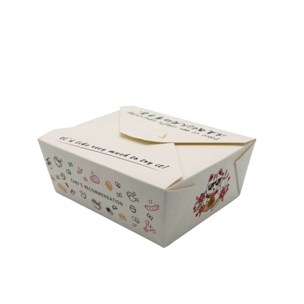 White Kraft Take Out Box with Cat Logo(2000ml;200pcs)