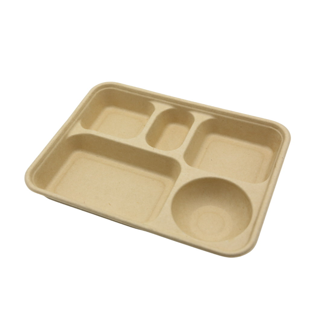 Pulp meal box(5 grids big)(1250ml;28*21.5*3.8cm;200pcs)
