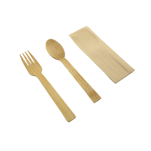 Bamboe bestekset  vork/lepel/servet 500pcs