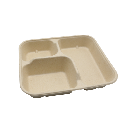 [GT086005] Square Pulp meal box 3 grid (1000ml; 200pcs)